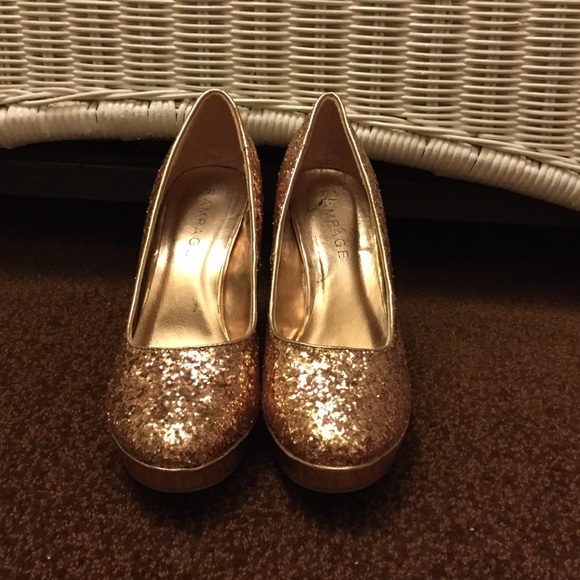 Rampage Rose Gold Glitter Heels - Picture 2 of 4